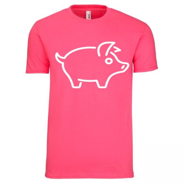 Men's T-Shirt Pink White Pig