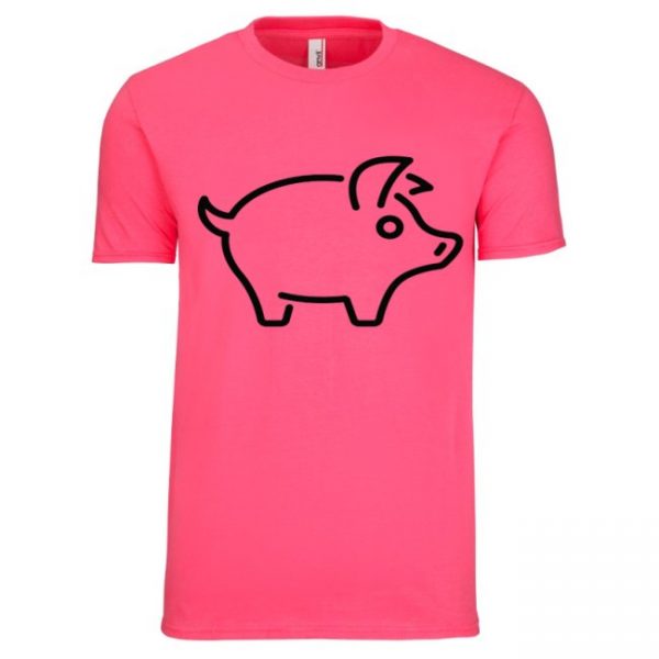 Men's T-Shirt Pink Black Pig