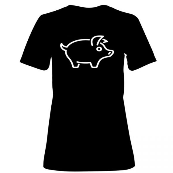 Child T=Shirt Black Just Pig White