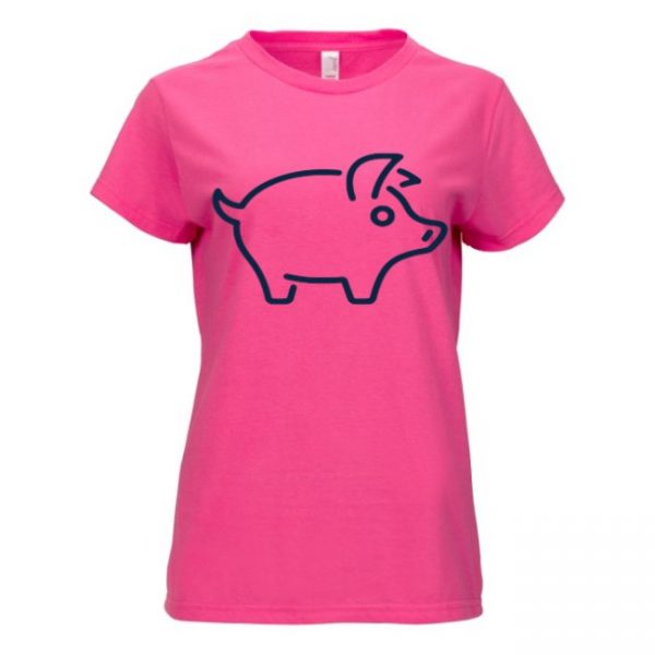 Woman's T-Shirt Pink Just Pig Black