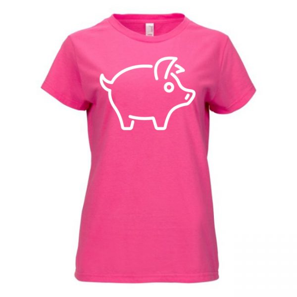 Woman's T-Shirt Pink Just Pig White.